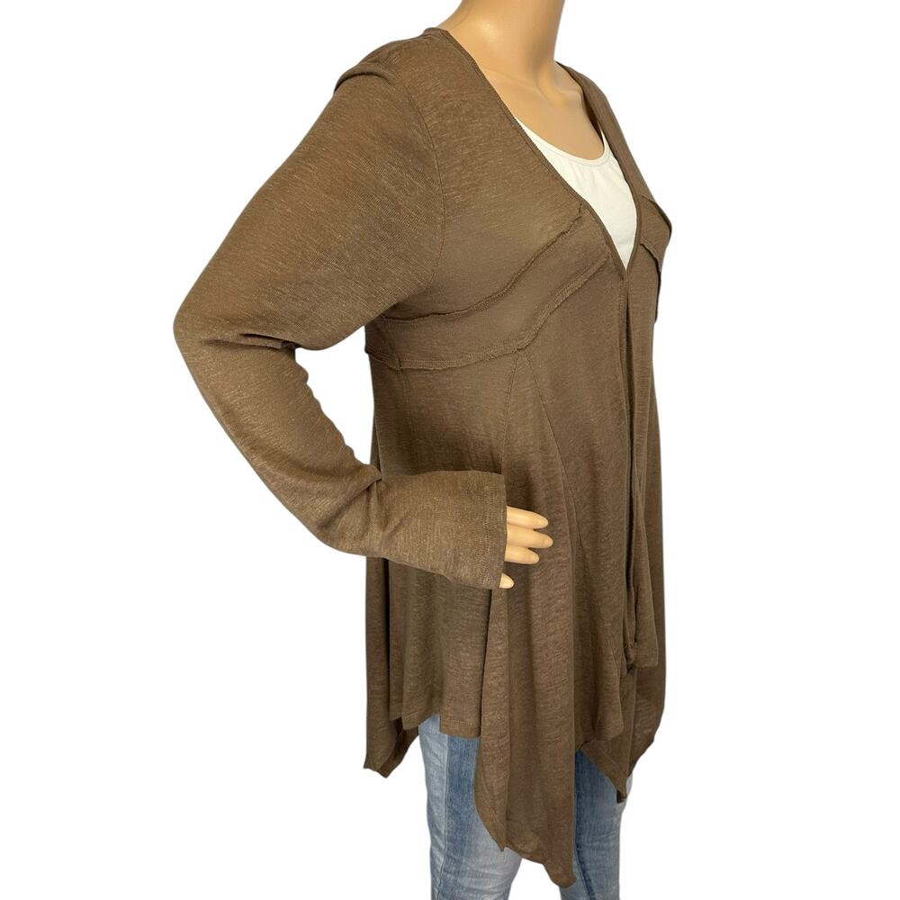Neiman Marcus Vintage Y2K Linen Blend Long Cardigan Sweater Brown Size L - Picture 3 of 10
